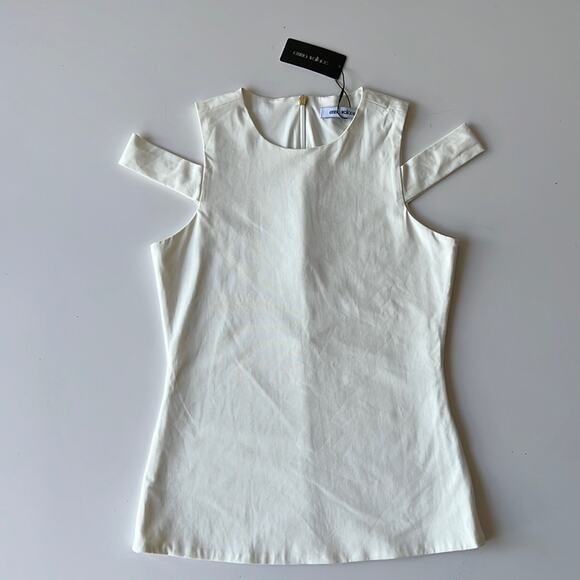 Emma Wallace Jessica Sleeveless Top in White with Back Gold Zip Panel Size US4 - Picture 2 of 10